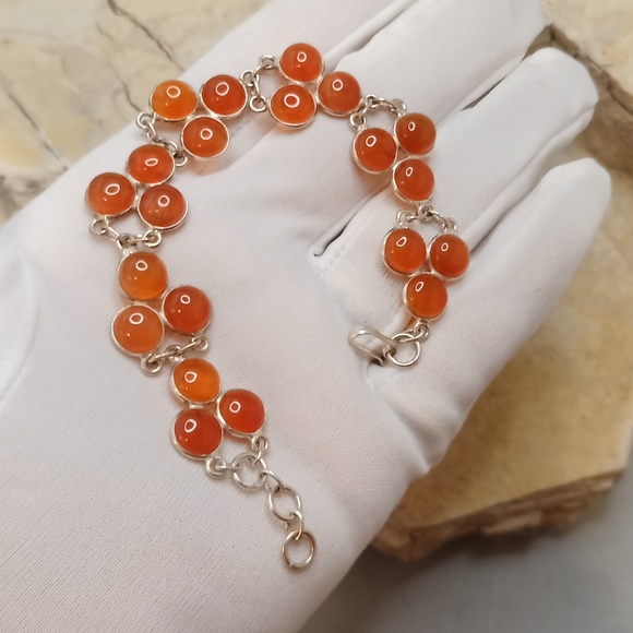 925 Silver plated Agate Bracelet Hand Crafterd - Picture 5 of 6